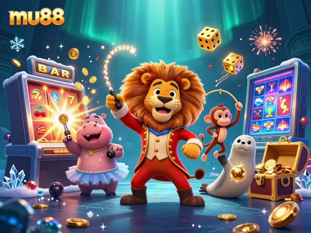 Experience the thrill of mu88 with lively characters interacting amidst a vibrant casino scene.