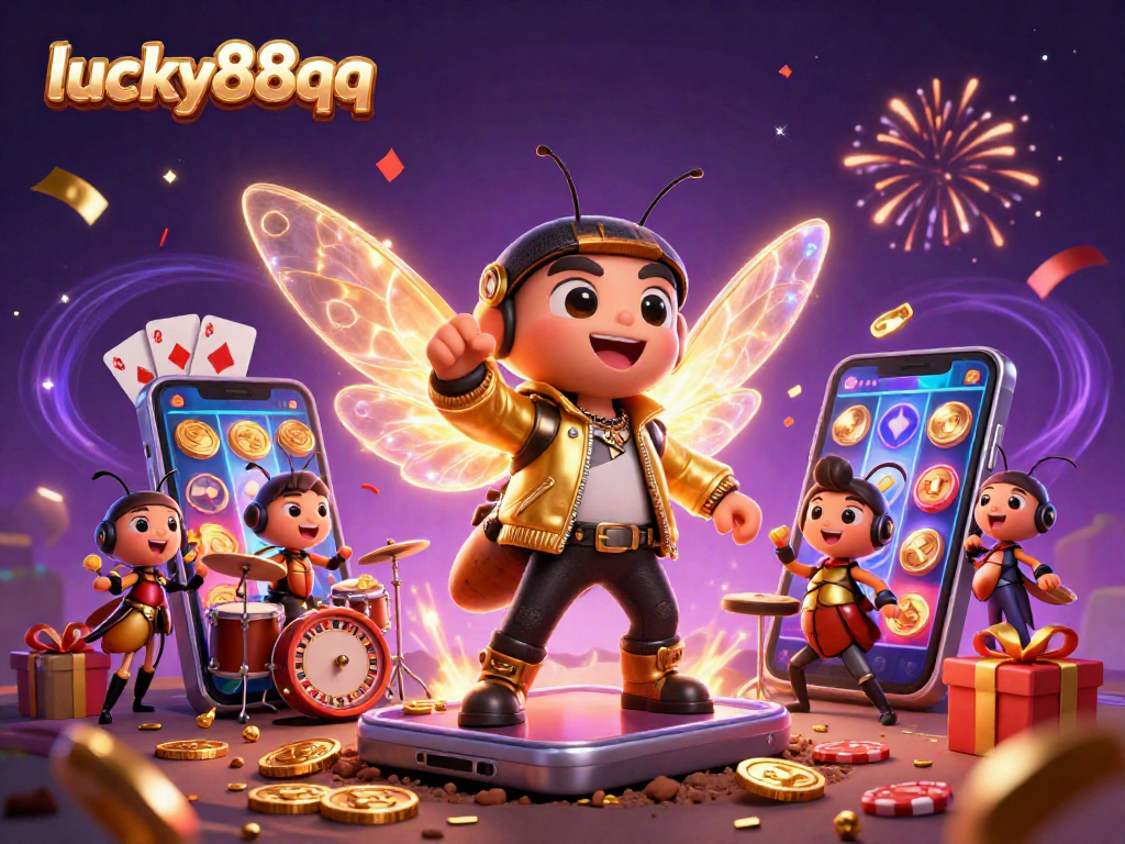 Experience epic wins at lucky88qq as a rock star cicada emerges in a lively casino scene.