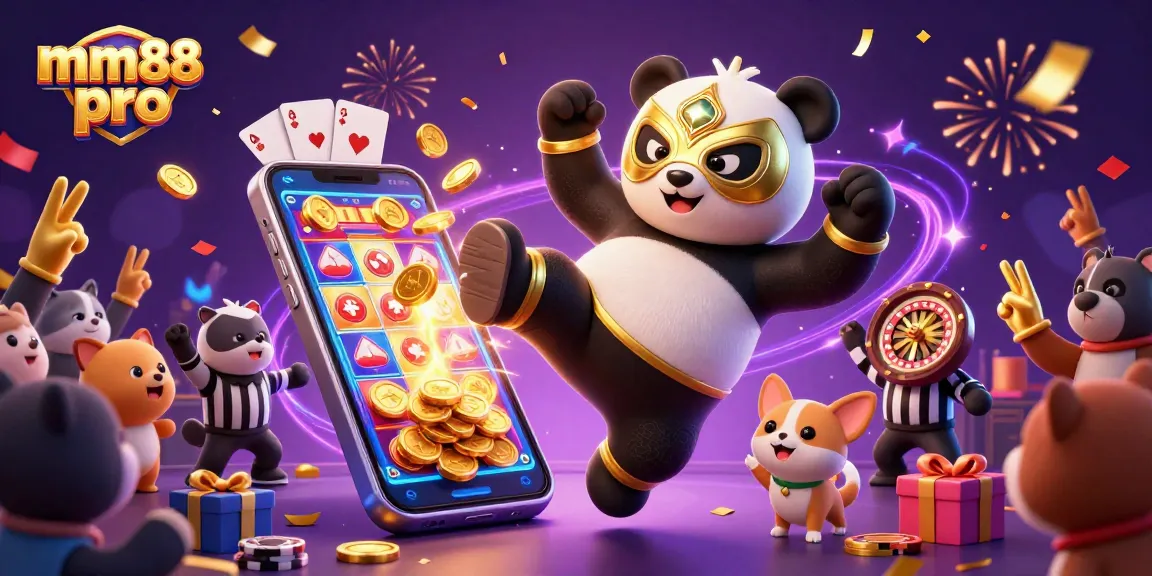 Experience thrilling gameplay with mm88 pro as animated characters kick up excitement in a casino chaos.
